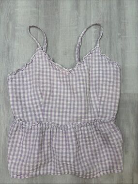 Sim & Sam Lavender Gingham Camisole with Ruffle Trim Small
